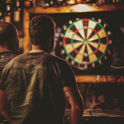 Man standing far away from a dart baord